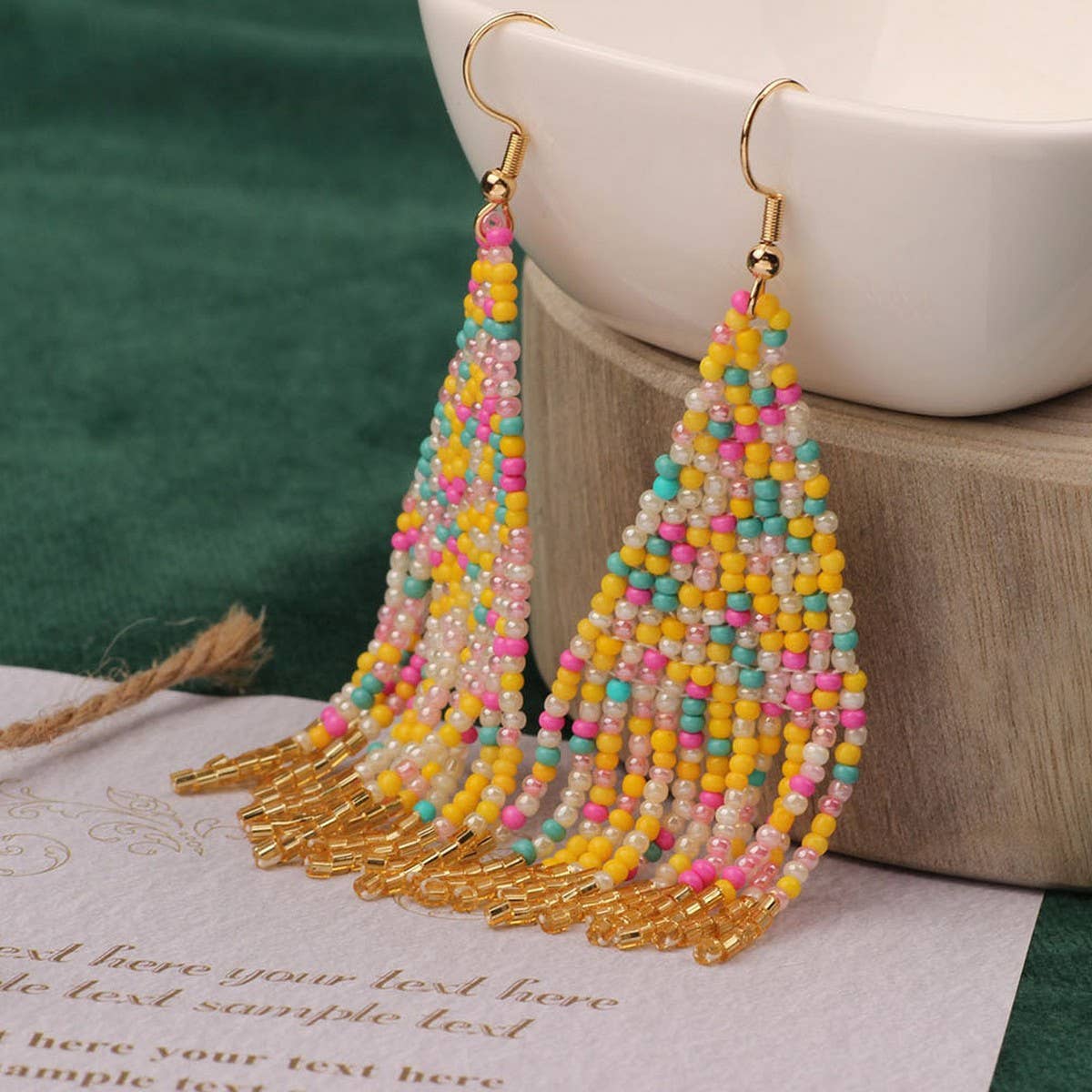 COLORFUL BOHEMIAN EXOTIC RICE BEAD EARRINGS_CWAJE3998