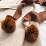 Cozy Knit Pom Pom Scarf Warm Winter Wrap_Cwasc03459