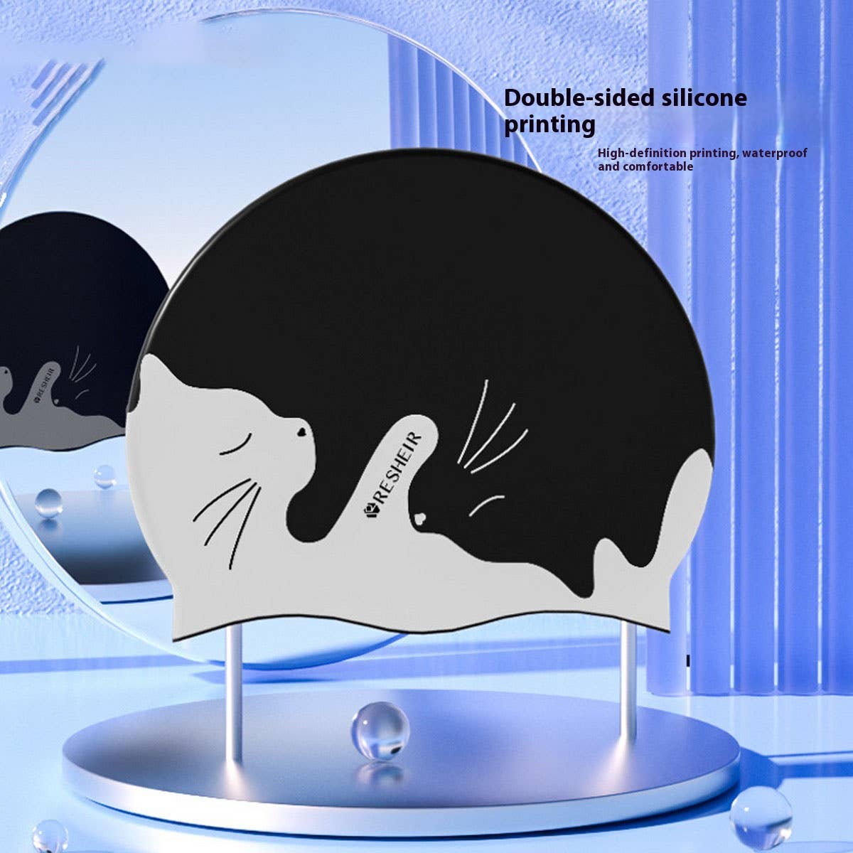 Xl Silicone Swim Cap For Long Hair Adults Earproof_Cwmm6703