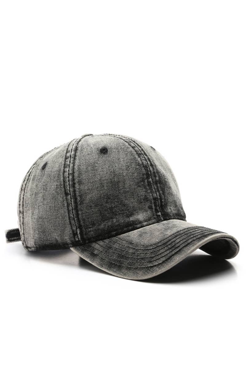 Washed Denim Solid Baseball Cap Street Style_Cwah0527