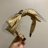 RETRO FISHNET DOUBLE LAYER BIG BOW HEADBAND_CWAHA2563