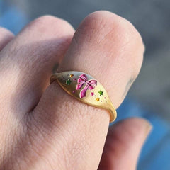 HAND PAINTED SWEET GRADIENT BOW RING_CWMM5741