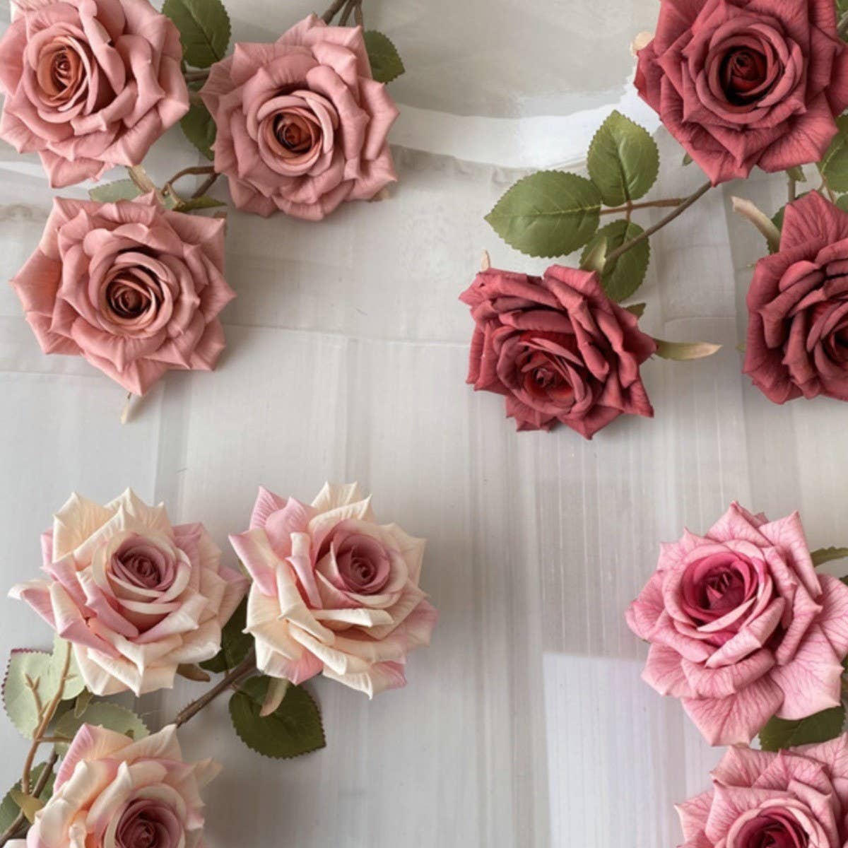 ARTIFICIAL CAPPUCCINO ROSE BOUQUET WITH 3 HEADS_CWMM6505