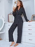 Two-Piece Long Sleeve Deep V-Neck Loungewear Set