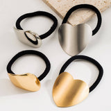 MINIMALIST METAL HEART SQUARE ELASTIC HAIR TIE_CWAHA6249