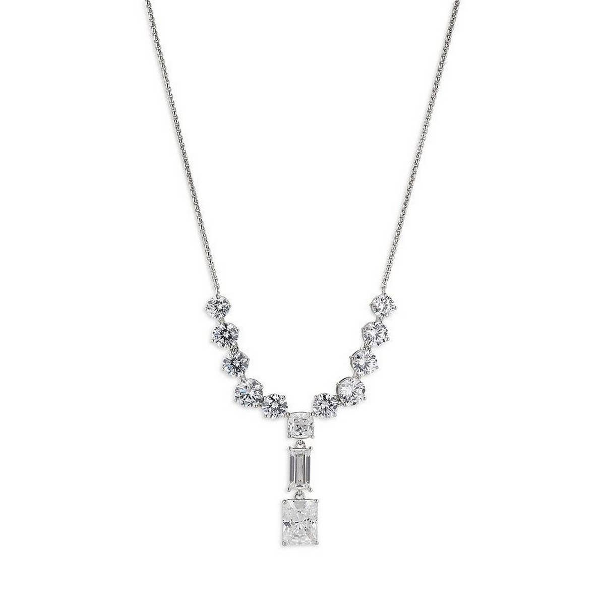 SIMPLE ZIRCON OVAL ROUND PENDANT NECKLACE_CWMM3790