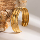 Vintage 18K Gold Triple Tube Open Cuff Bracelet
