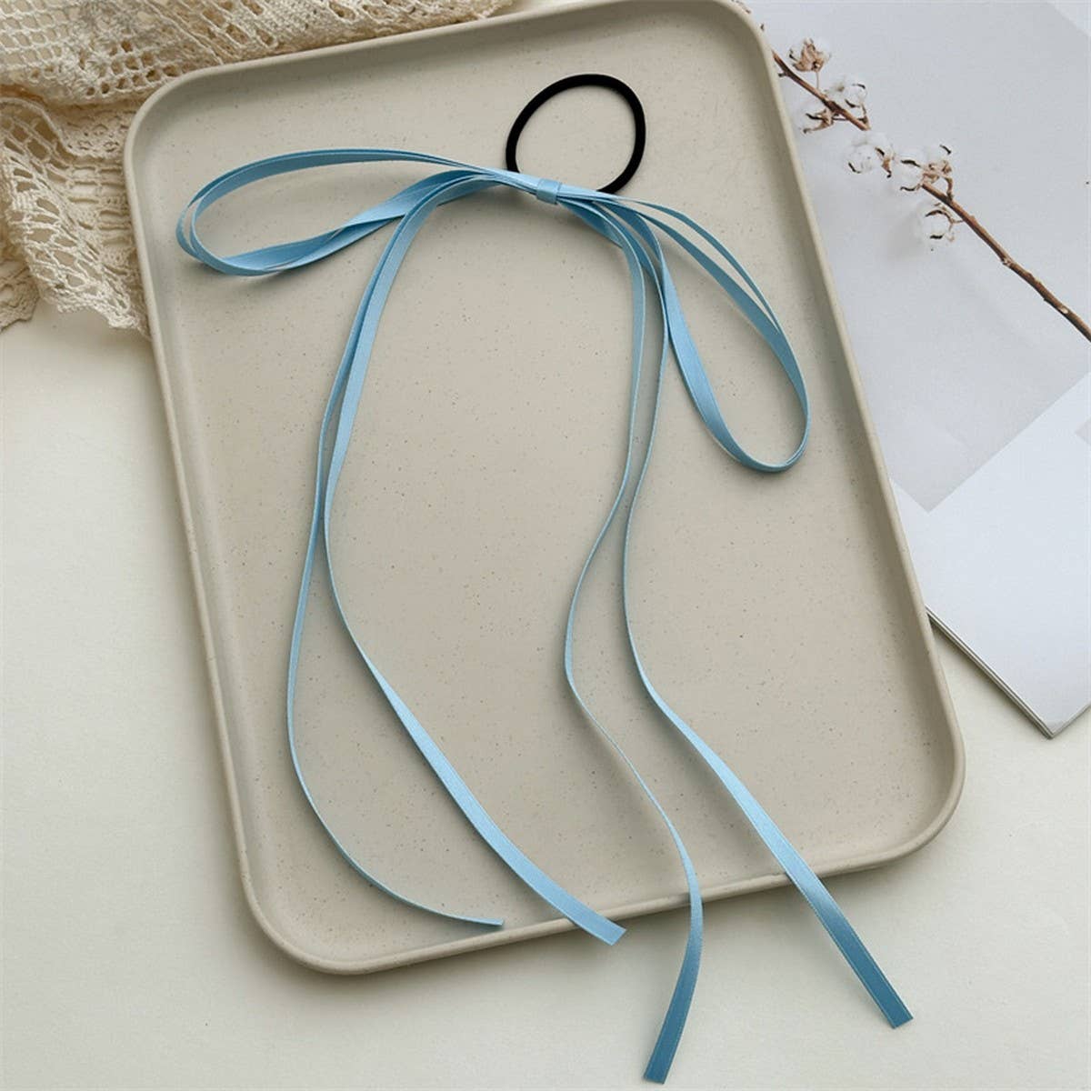 Women Bow Tassel Elastic Hair Rope_Cwaha1078