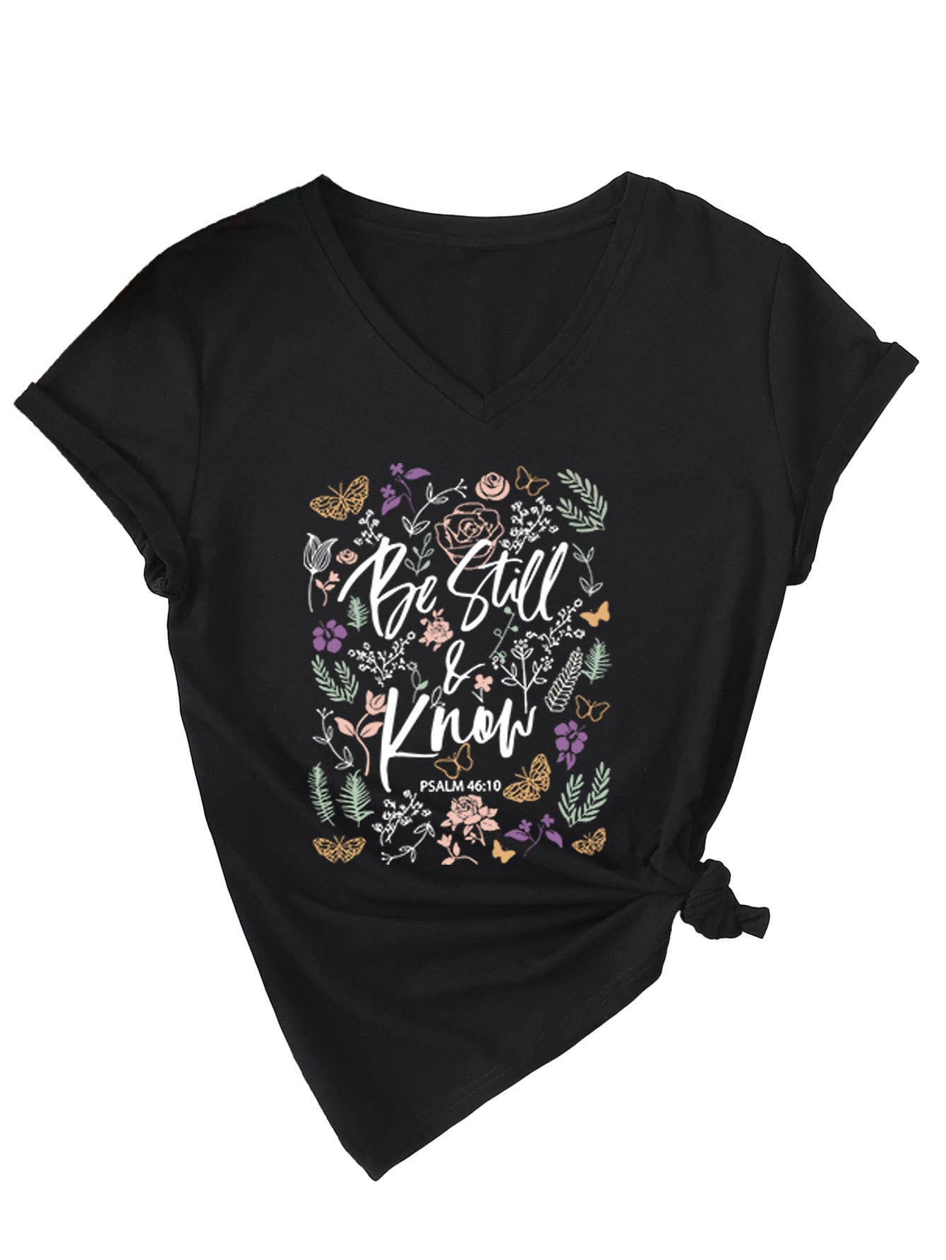 V-Neck Be Still Know Short-Sleeved T-Shirt