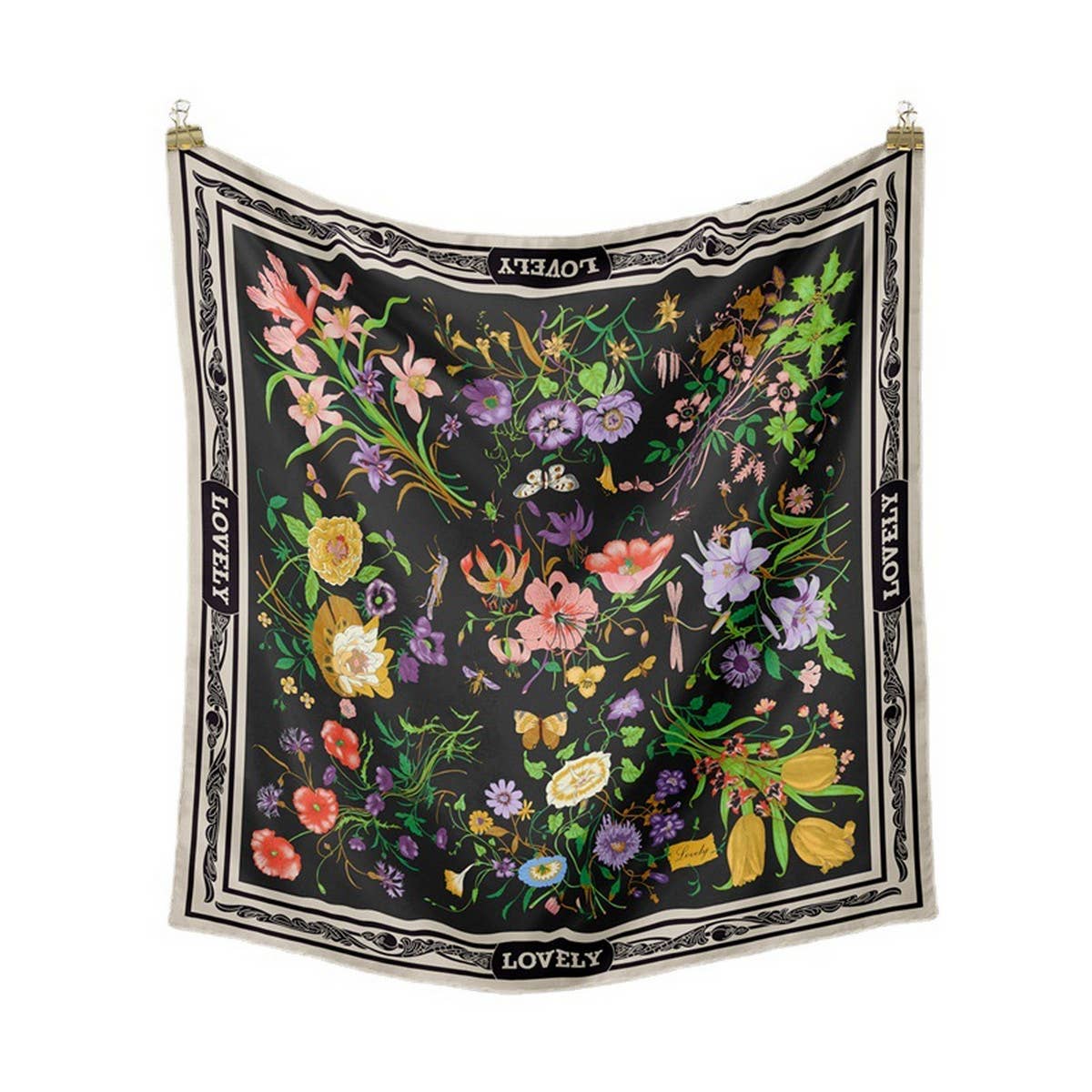 FLORAL SATIN SQUARE SCARF FOR SUMMER SUN WRAP_CWASC0645