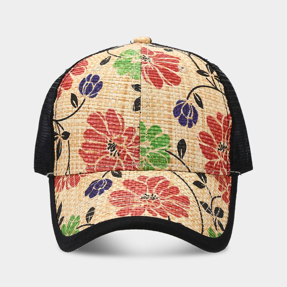 STYLISH FLORAL STRAW CAP UNISEX SUMMER SUN HAT CWAH1576