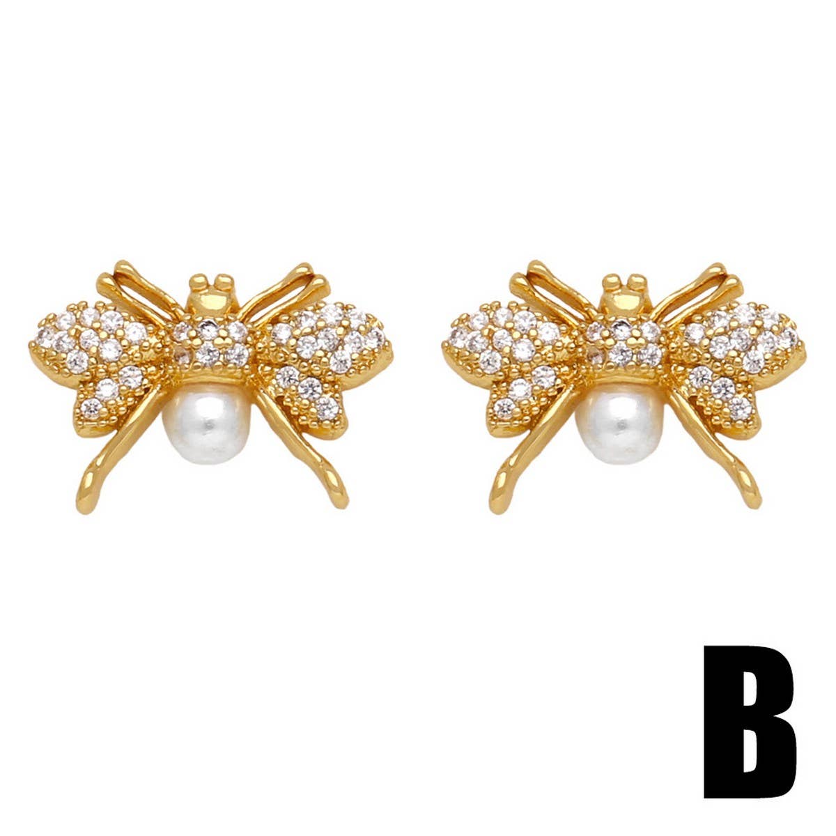 FASHIONABLE ZIRCON INLAID BEE EARRINGS_CWAJE0996