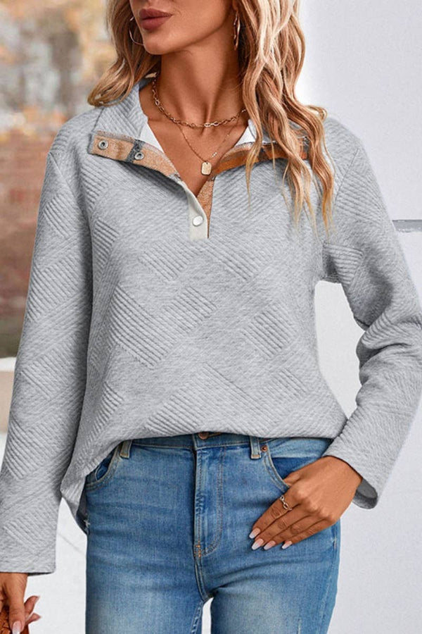 Cwohol1006_Fall High-Neck Long-Sleeved Button-Up Hoodie