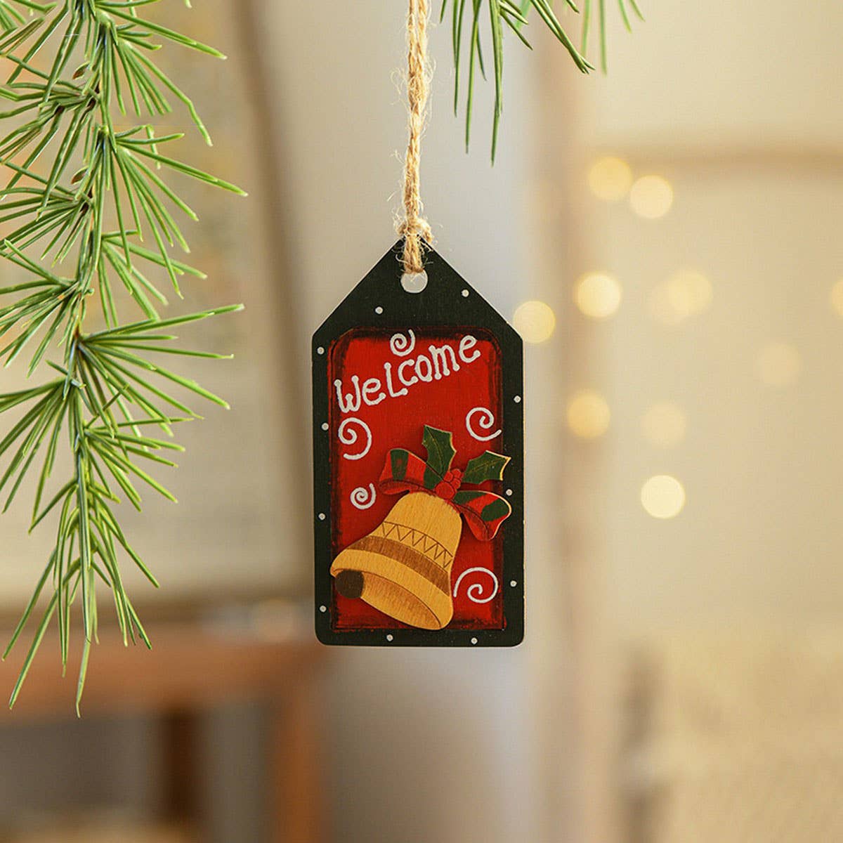 Wooden Xmas Ornaments Santa Snowman Tree Decor_Cwmm9671