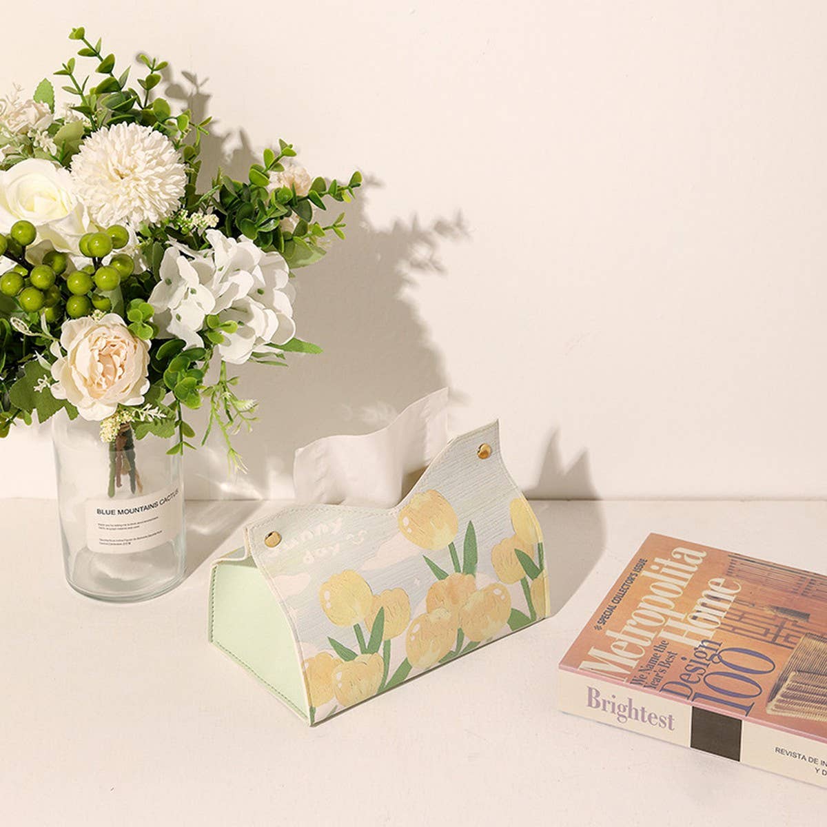 NEW HOME CAR GIRLY TEA TULIP NAPKIN STORAGE BOX_CWMM2244