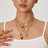 ENAMEL HEART NECKLACE WITH STRAWBERRY CHARM_CWMM8869