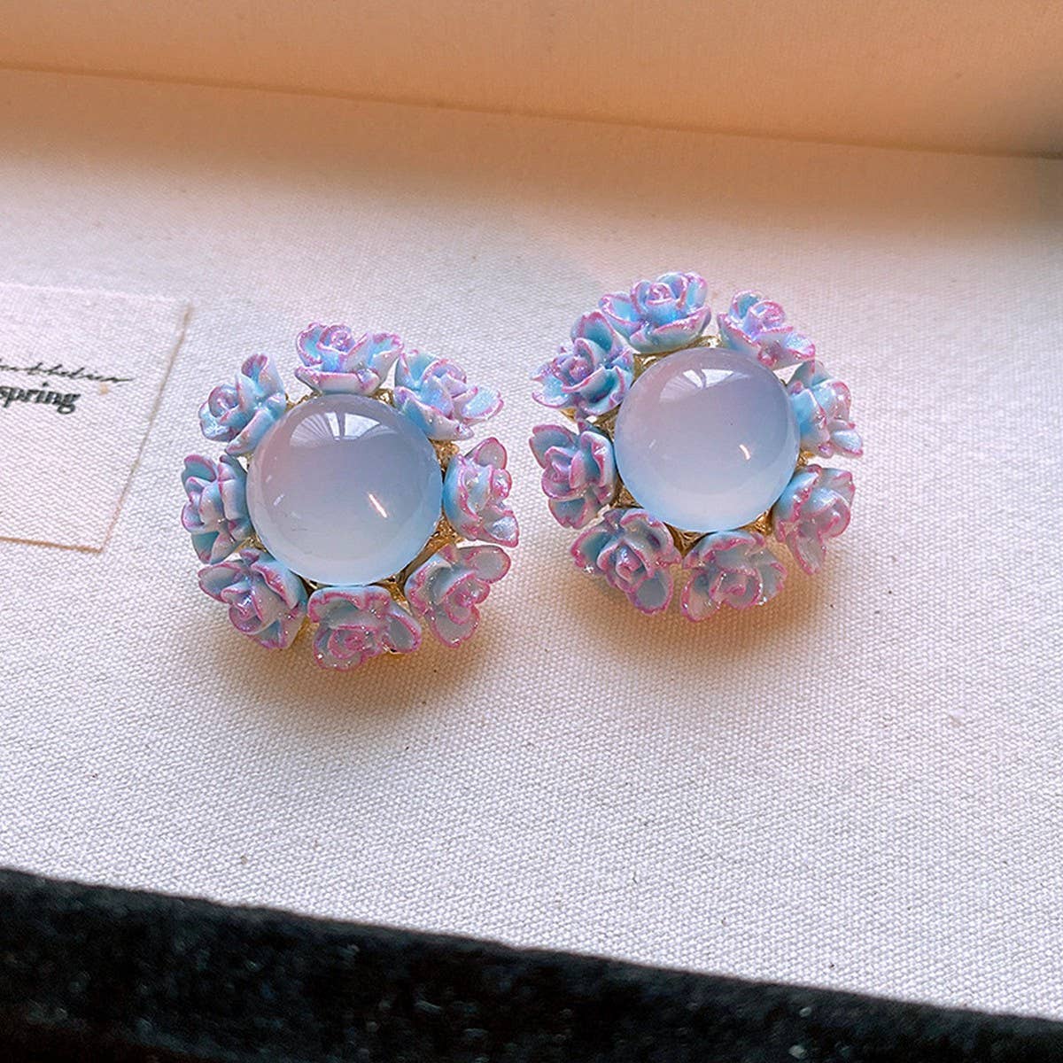 SWEET GIRLY ROUND FLOWER EARRINGS_CWAJE2345