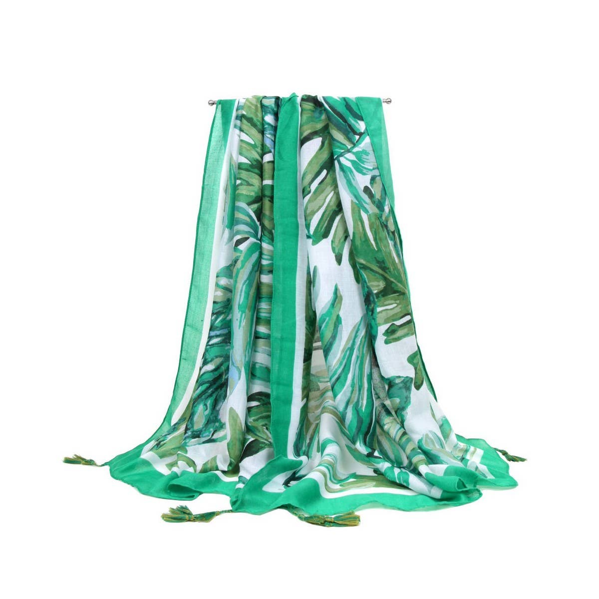 BANANA LEAF PRINT SCARF GREEN SUMMER BEACH WRAP_CWASC0676
