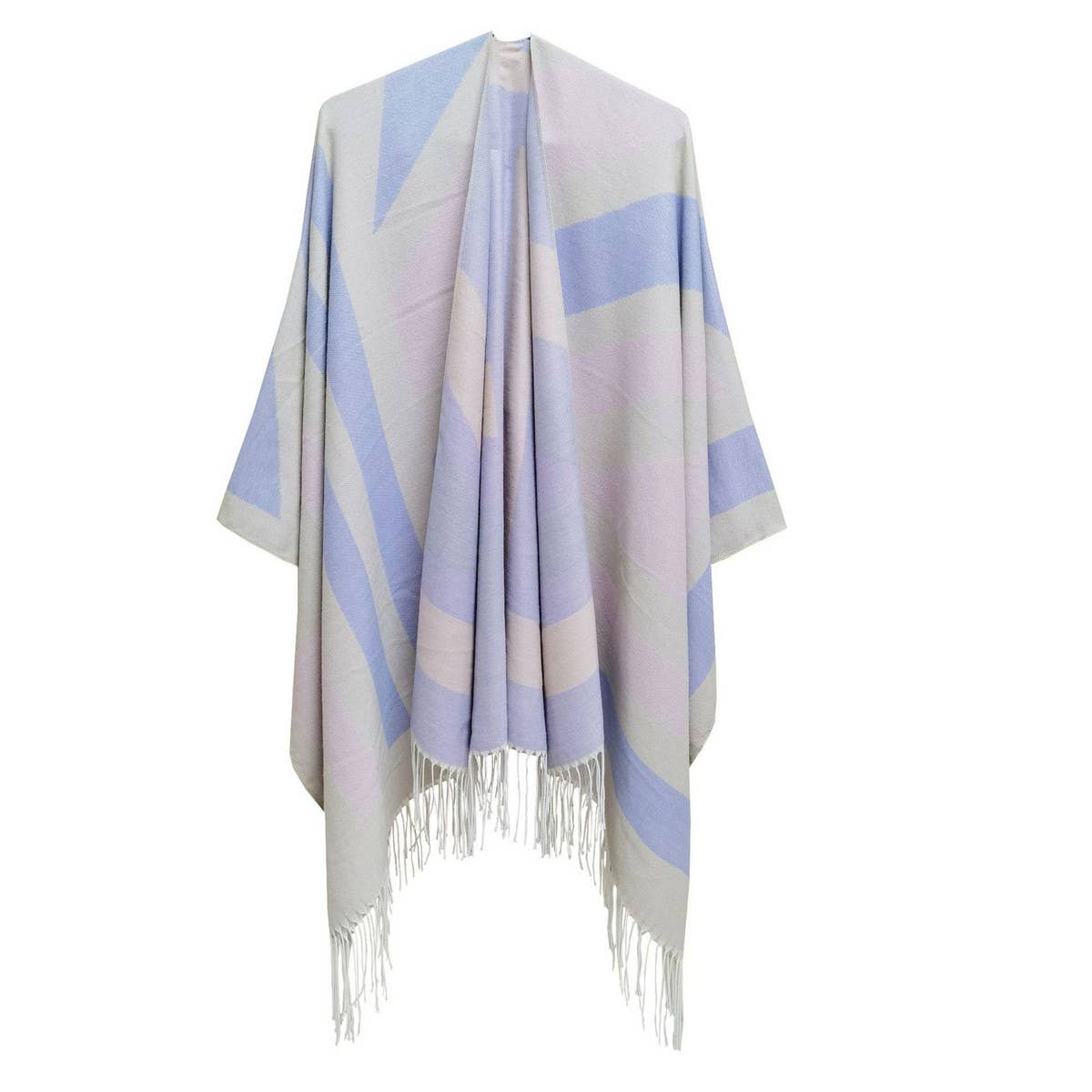 GEOMETRIC TASSEL SPLIT WARM SHAWL_CWASC0308
