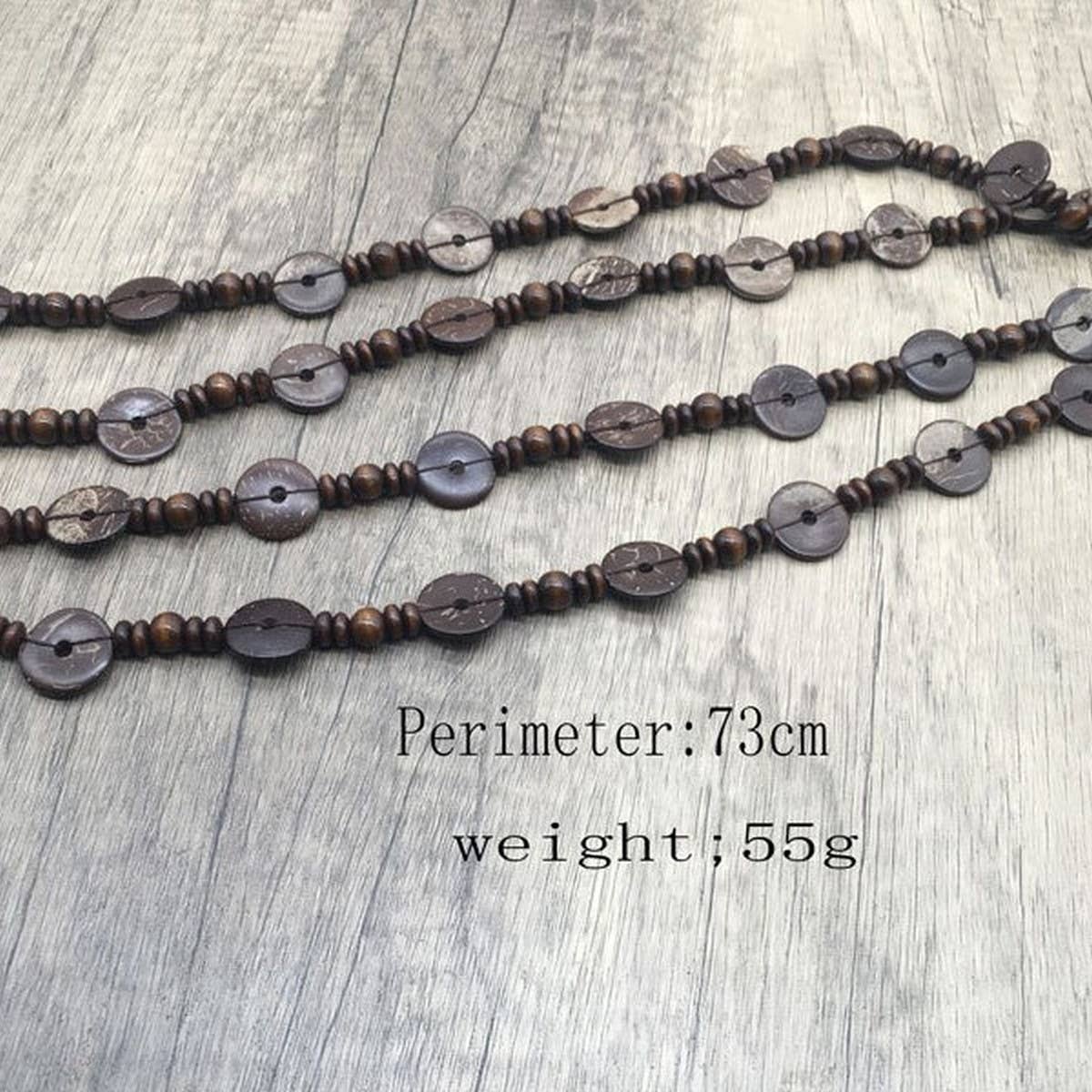 BOHEMIAN COFFEE BEAD COCONUT SHELL NECKLACE_CWMM4858