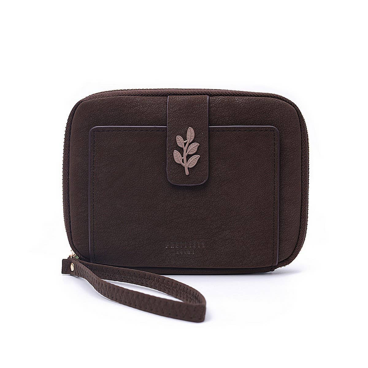 New Solid Leaf Decor Zipper Short Wallet_Cwab06258