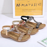 BOHEMIAN RHINESTONE FLAT BOTTOMED BEACH SANDALS_CWSHS0539
