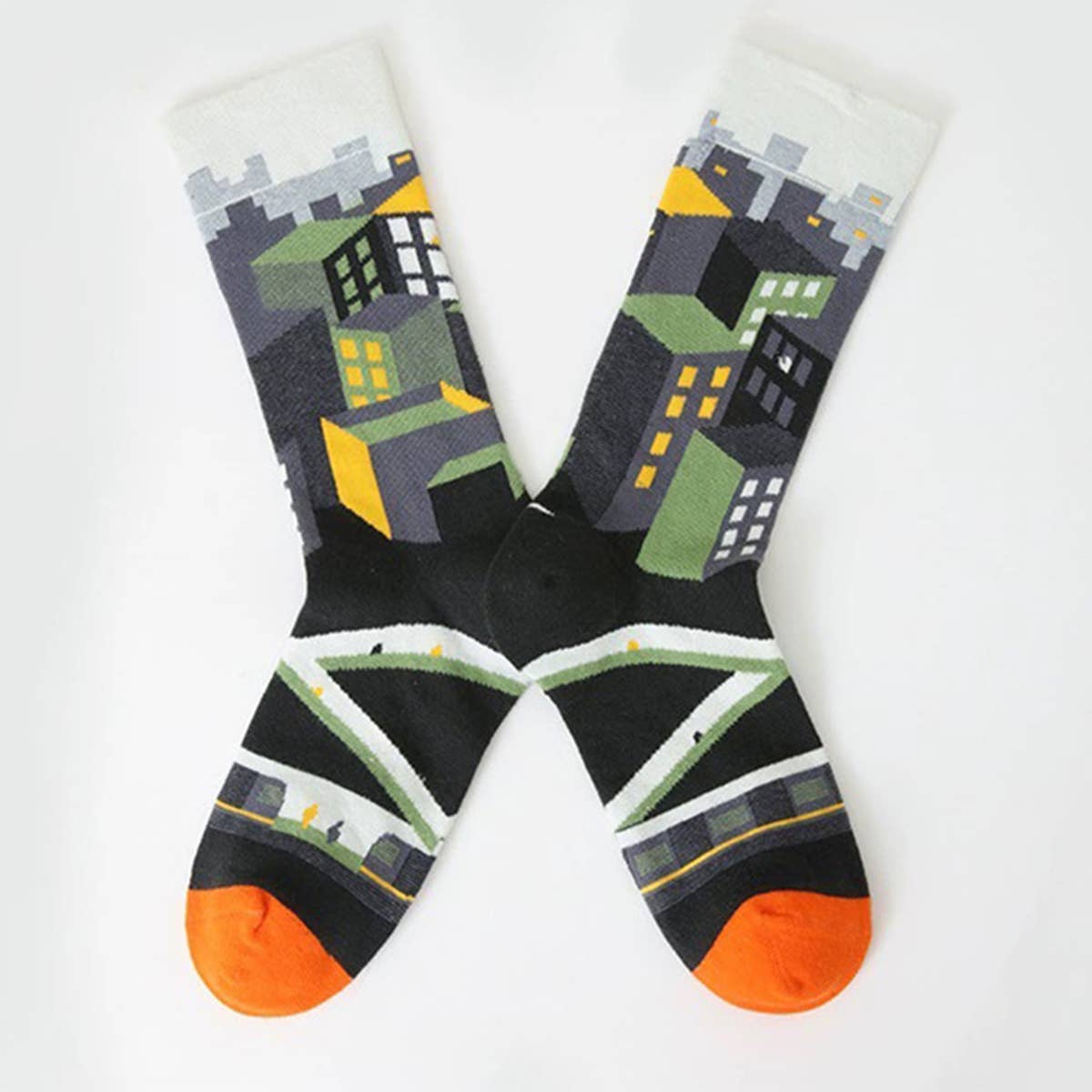 FUN SOCKS COLORFUL PATTERNED ART SOCKS_CWMS0186