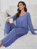 Solid Color Long Sleeve And Pants Home Suit