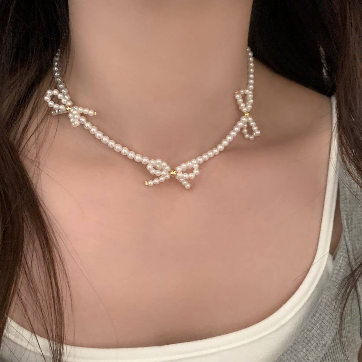 BOWKNOT NECKLACE ALL MATCH HIGH END PEARL NECKLACE_CWAJE3084