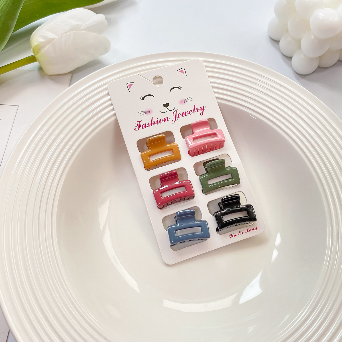 6PCS CANDY COLOR MINI HAIR CLAWS CUTE BANG CLIPS_CWAHA0727