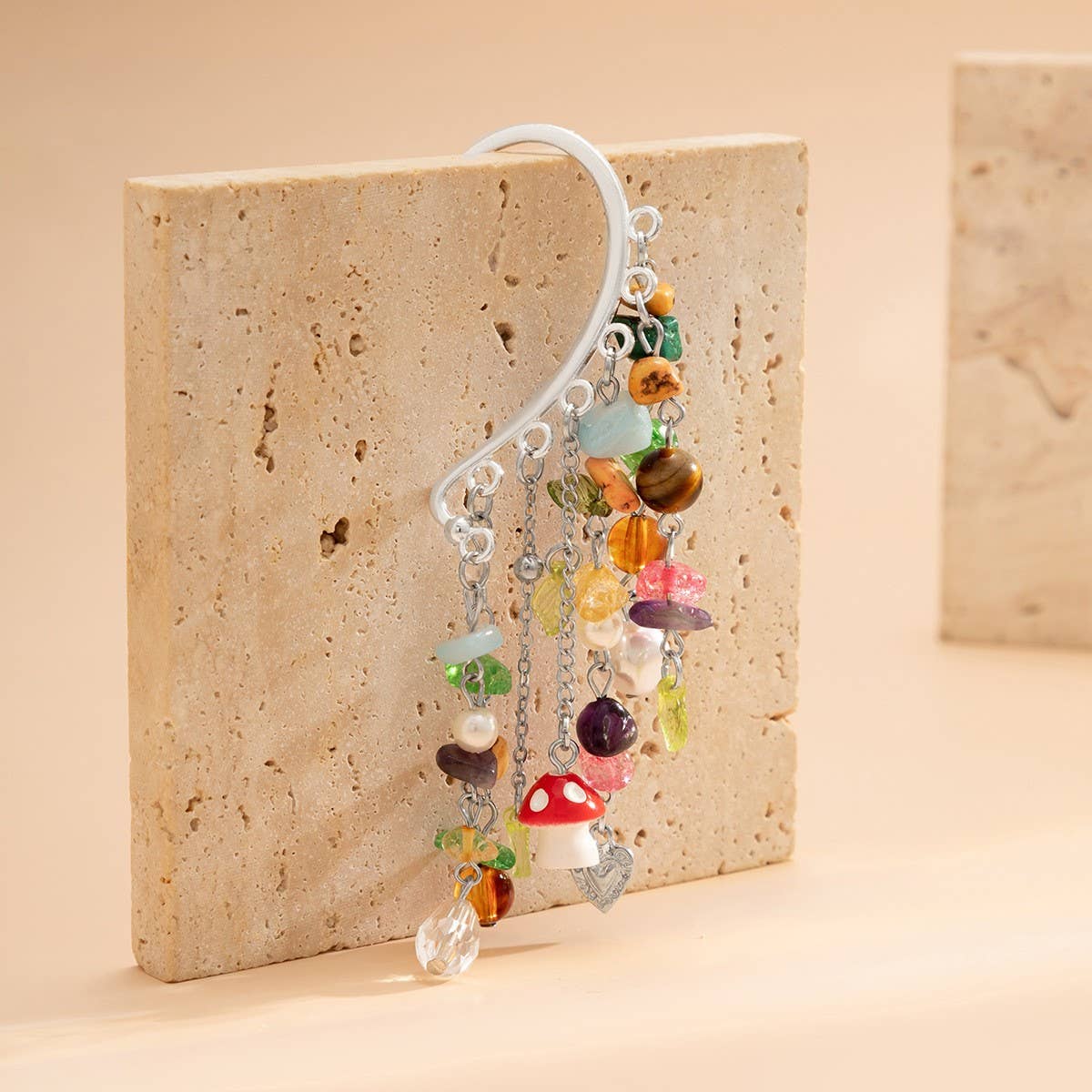 Vintage Bohemian Mushroom Tassel Earrings_Cwmm3224