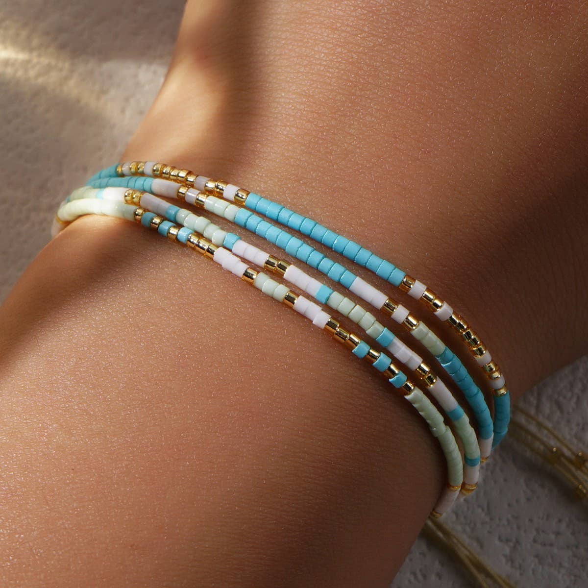 MIXED COLOR RICE BEADS STACKING DESIGN BRACELET_CWMM3798