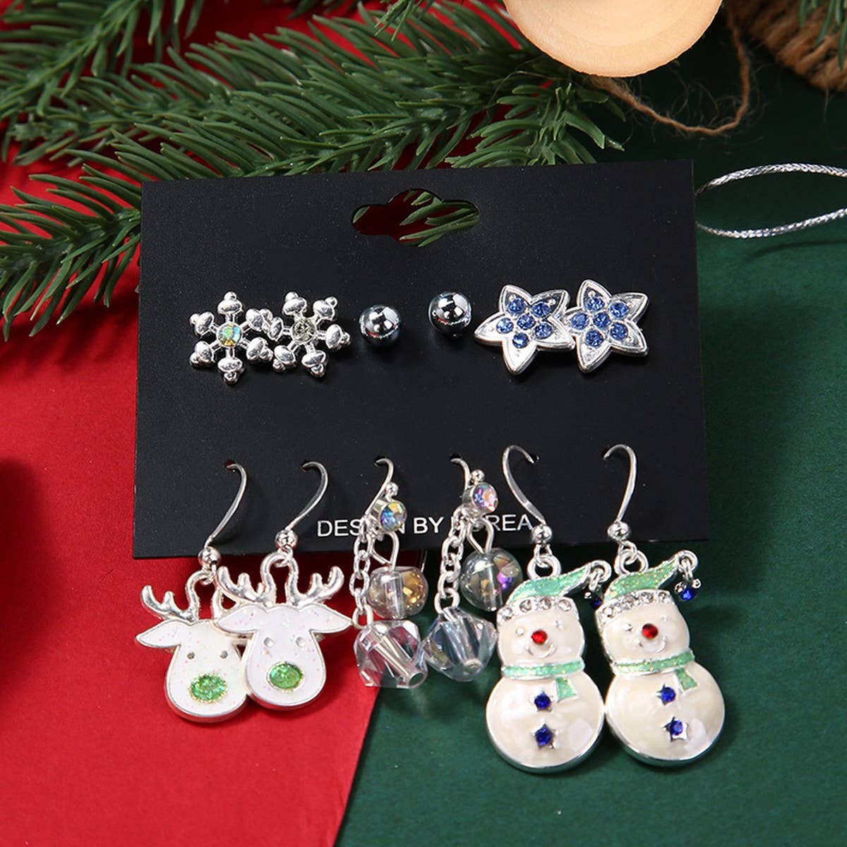 CHRISTMAS ALLOY EARRINGS AND PENDANT SET 6 PIECES_CWMM2628