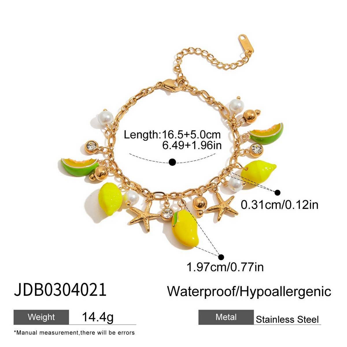 18K GOLD TITANIUM PEARL BRACELET WITH LEMON ZIRCON_CWAJE4736