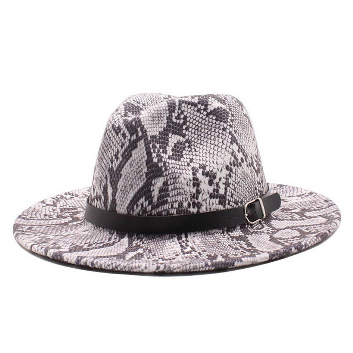 Wool Hat Snake Pattern Flat Brim Felt Hat Jazz Hat_Cwah2589