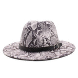 Wool Hat Snake Pattern Flat Brim Felt Hat Jazz Hat_Cwah2589