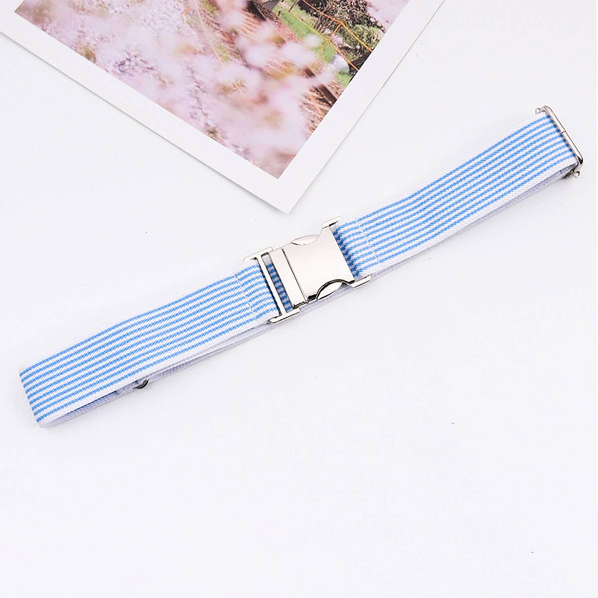 ALLOY BUCKLE ADJUSTABLE ELASTIC BRAIDED BELT_CWABE0676