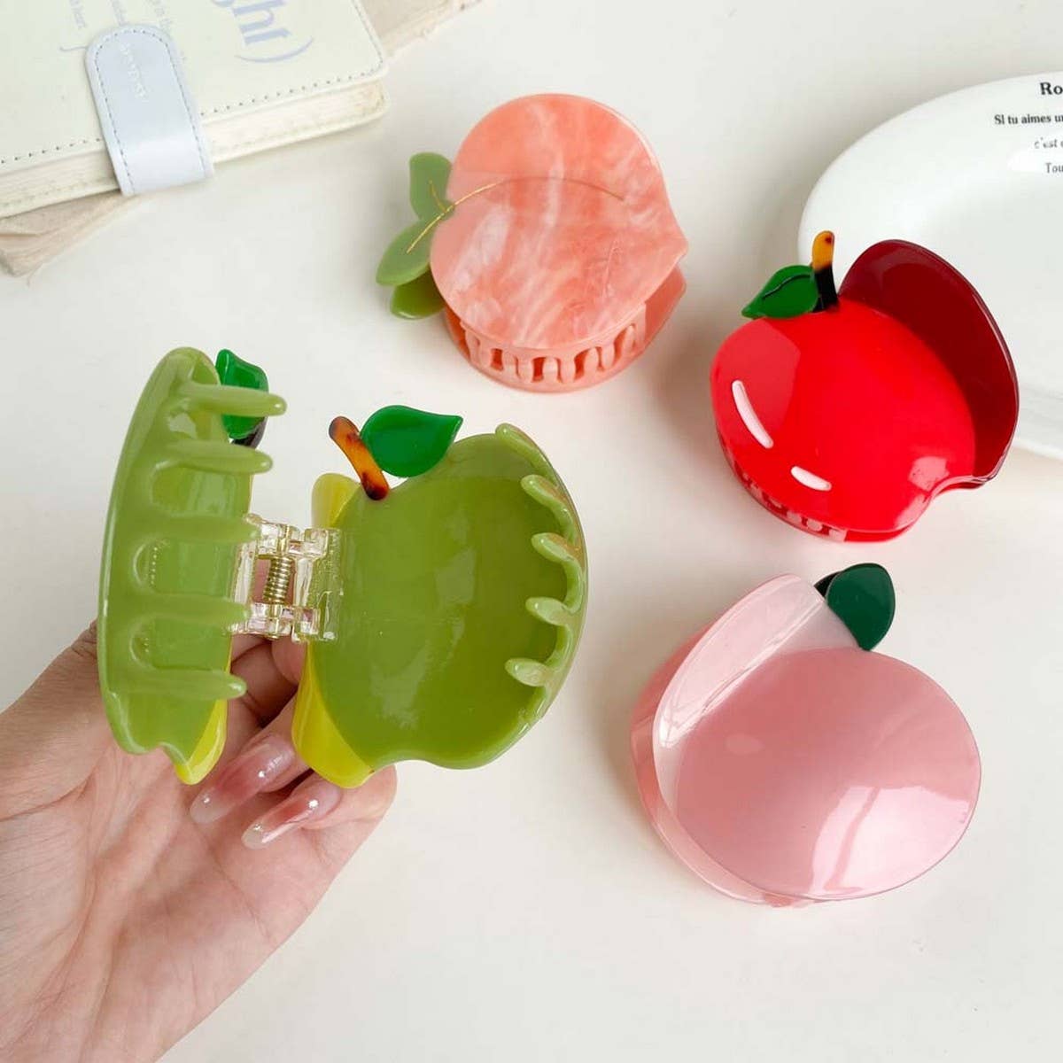 Peach & Apple Hair Claw Cute Summer Accessory_Cwaha5889