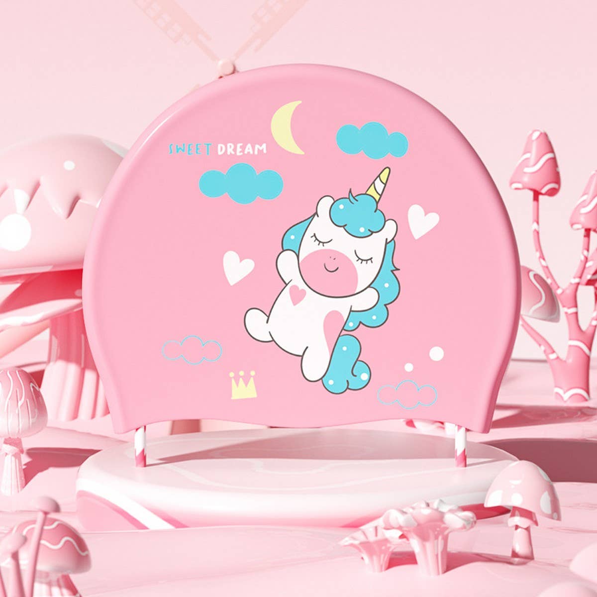 KIDS SWIM CAP CARTOON CUTE WATERPROOF SILICONE HAT_CWMM6723