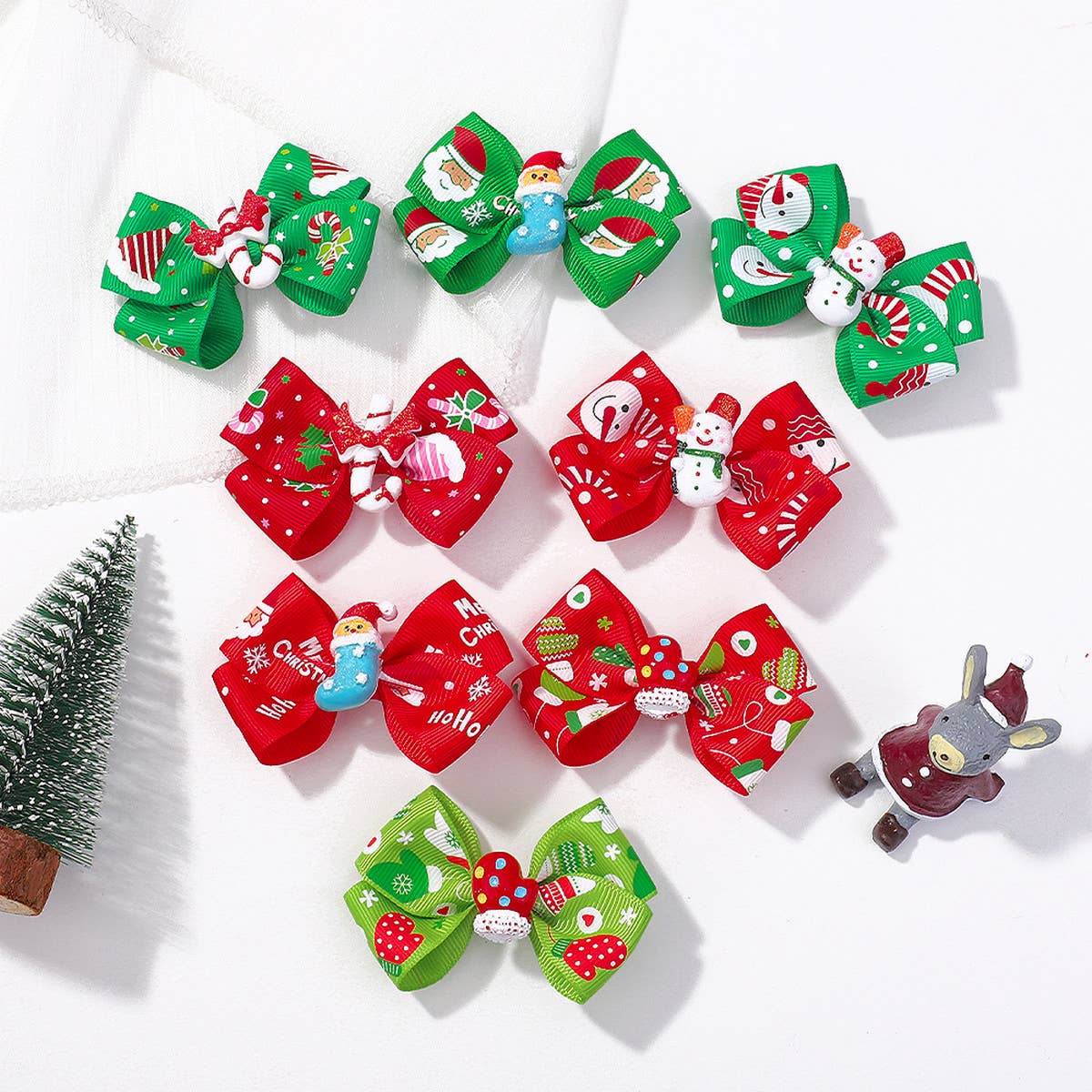 CHILDRENS SANTA CLAUS PRINTED BOW HAIRPIN_CWAHA2364