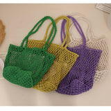 SIMPLE MESH ONE SHOULDER BEACH STRAW BAG_CWAB1884
