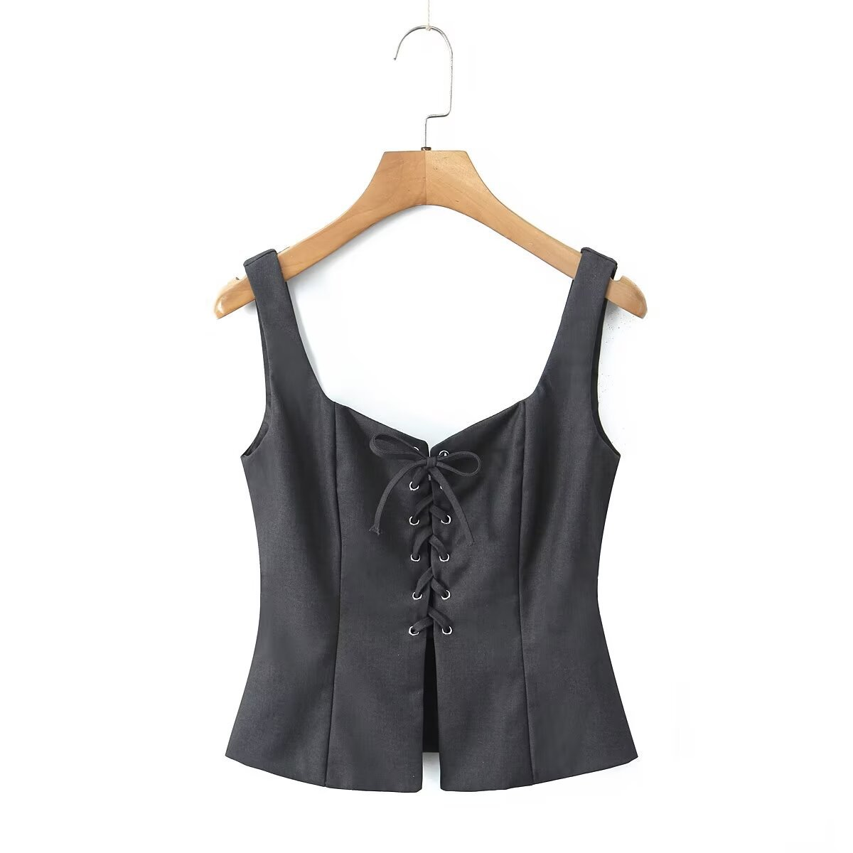 STYLISH TIE STRAP VEST CASUAL FRENCH LOOK_CWTHT0242