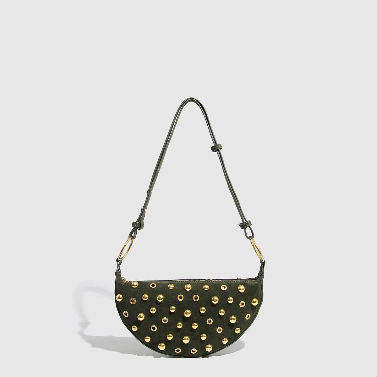 Studded Polka Dot Punk Shoulder Bag For Women_Cuab00617