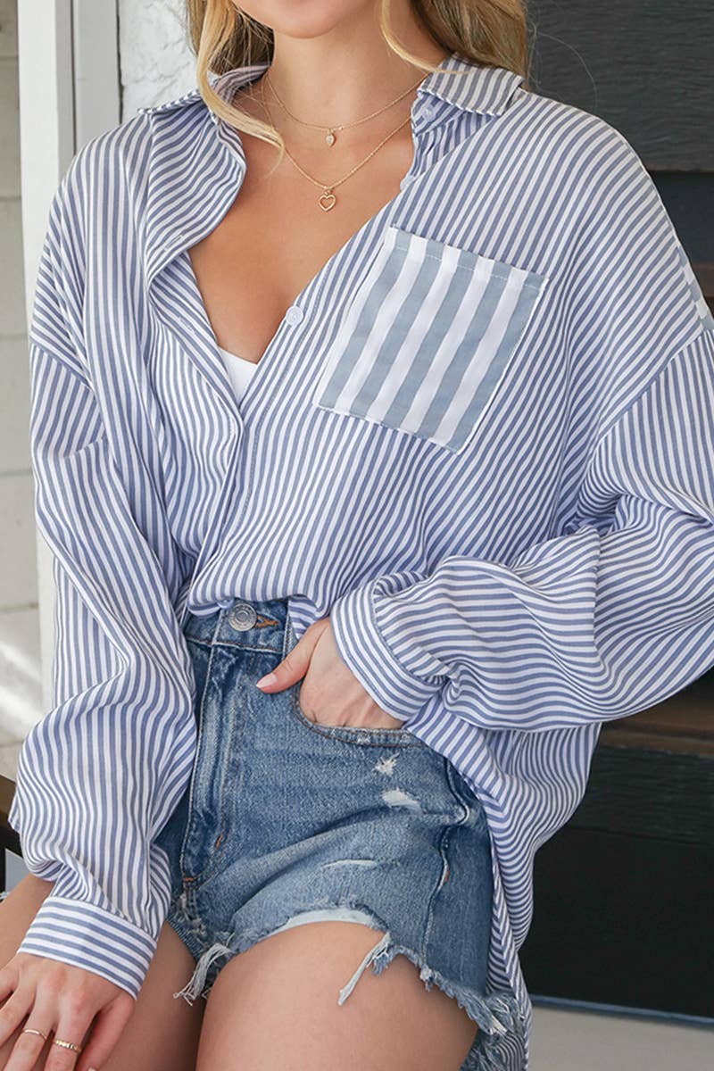 Women Fashion Striped Shirt_Cwtstl717