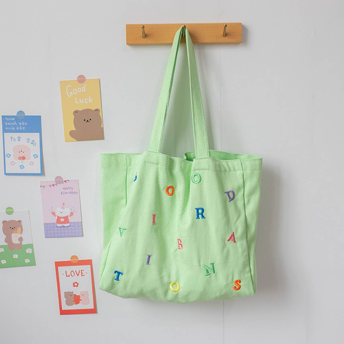 EMBROIDERED LETTER CANVAS TOTE BAG FOR WOMEN_CWAB5623