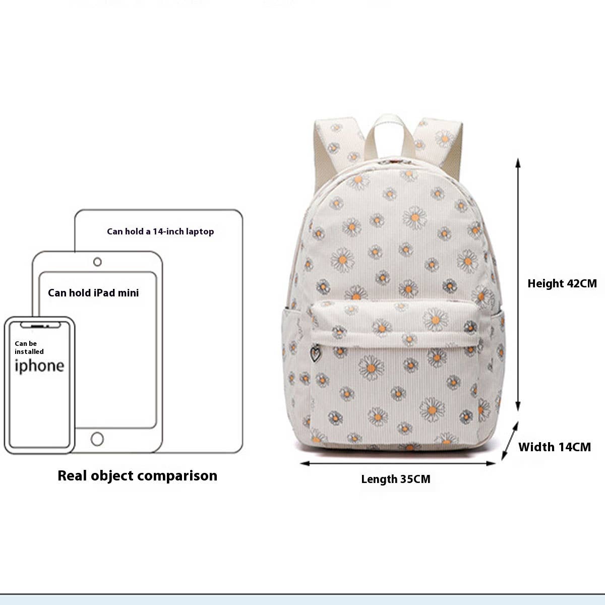 CORDUROY FLORAL BACKPACKS FOR SCHOOL GIRLS LARGE_CWAB5386