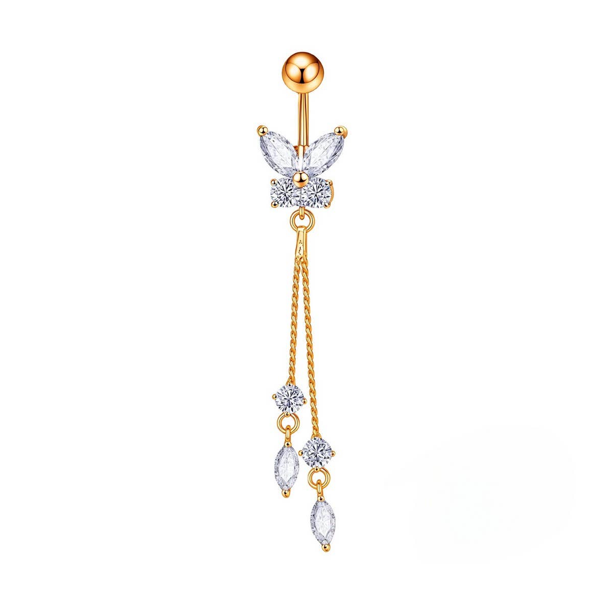 SIMPLE BUTTERFLY ZIRCON NAVEL PIERCING RING_CWMM9251