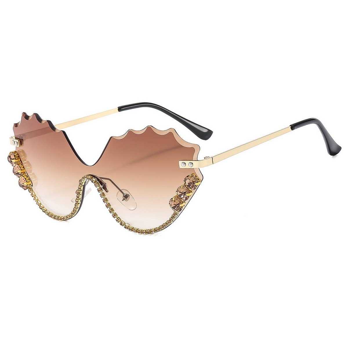 HALF FRAME WING CUTOUT RHINESTONE SUNGLASSES_CWASG1191