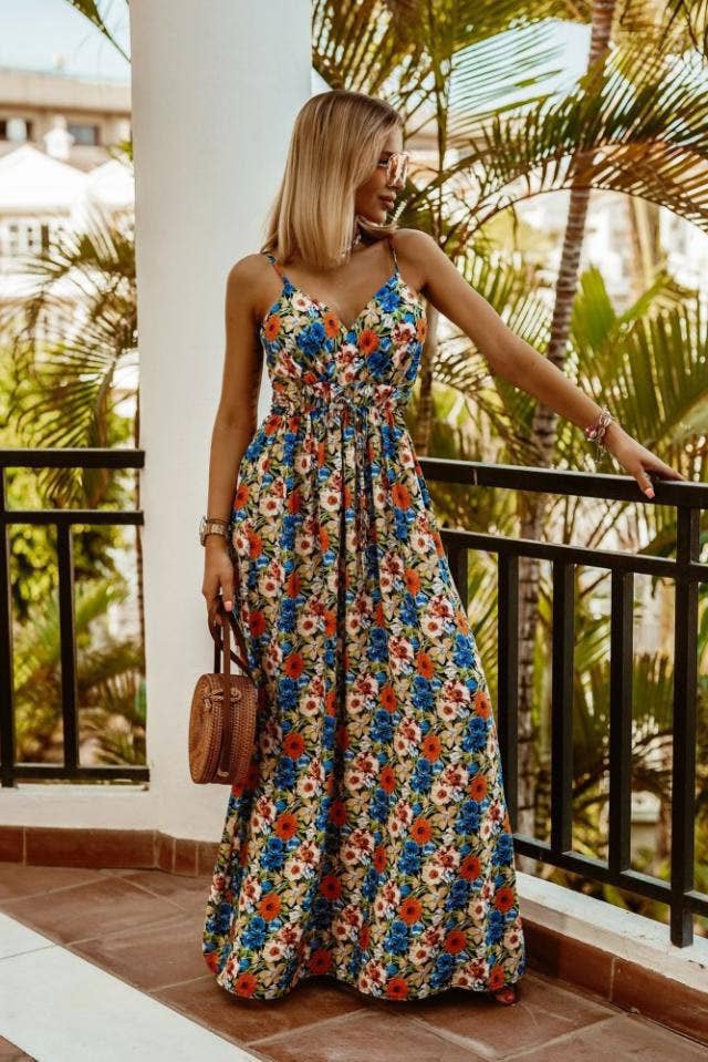 V-Neck Sleeveless Halter Print Boho Long Dress_Cwdmd4498