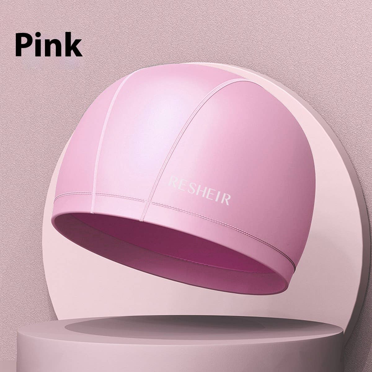 Unisex Silicone Swim Cap For Long Hair Ears_Cwmm6701